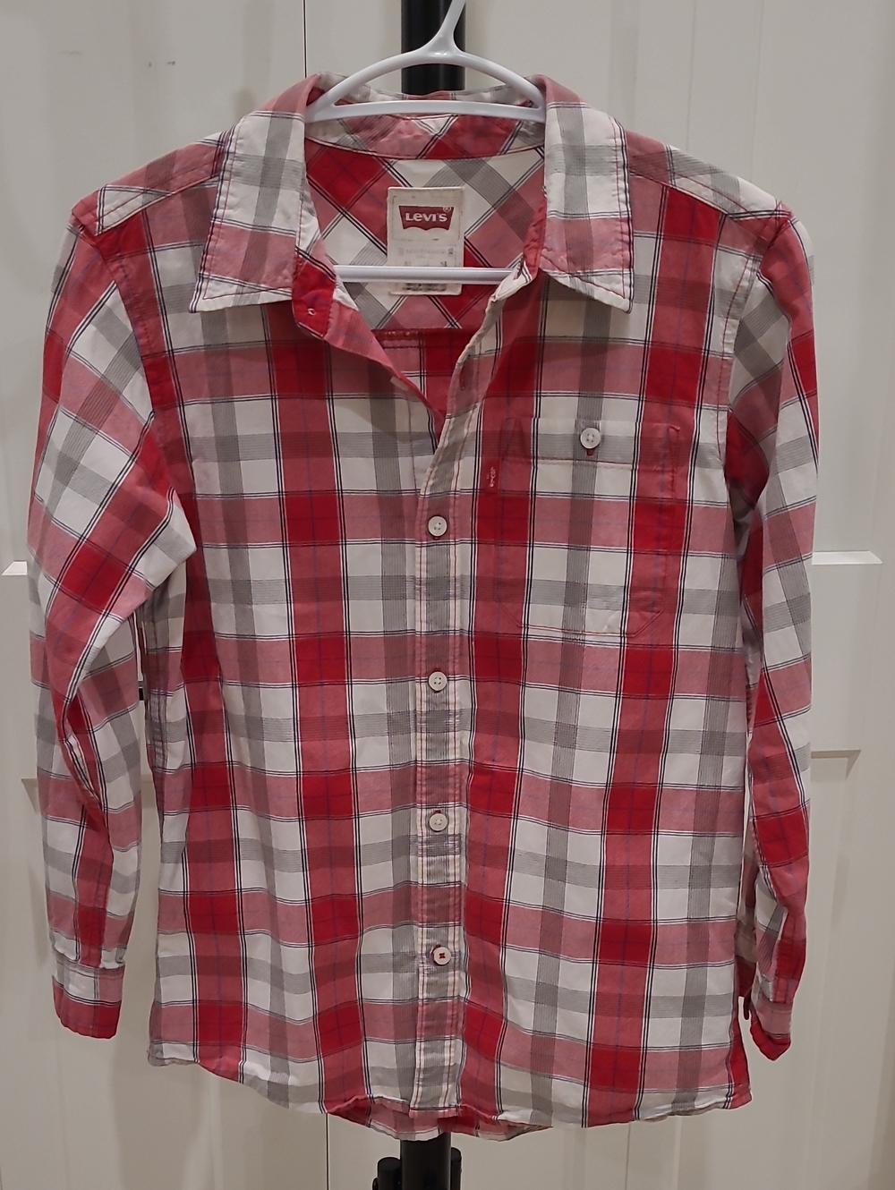 Levi's Kids Red, White & Gray Plaid Button-Down Shirt